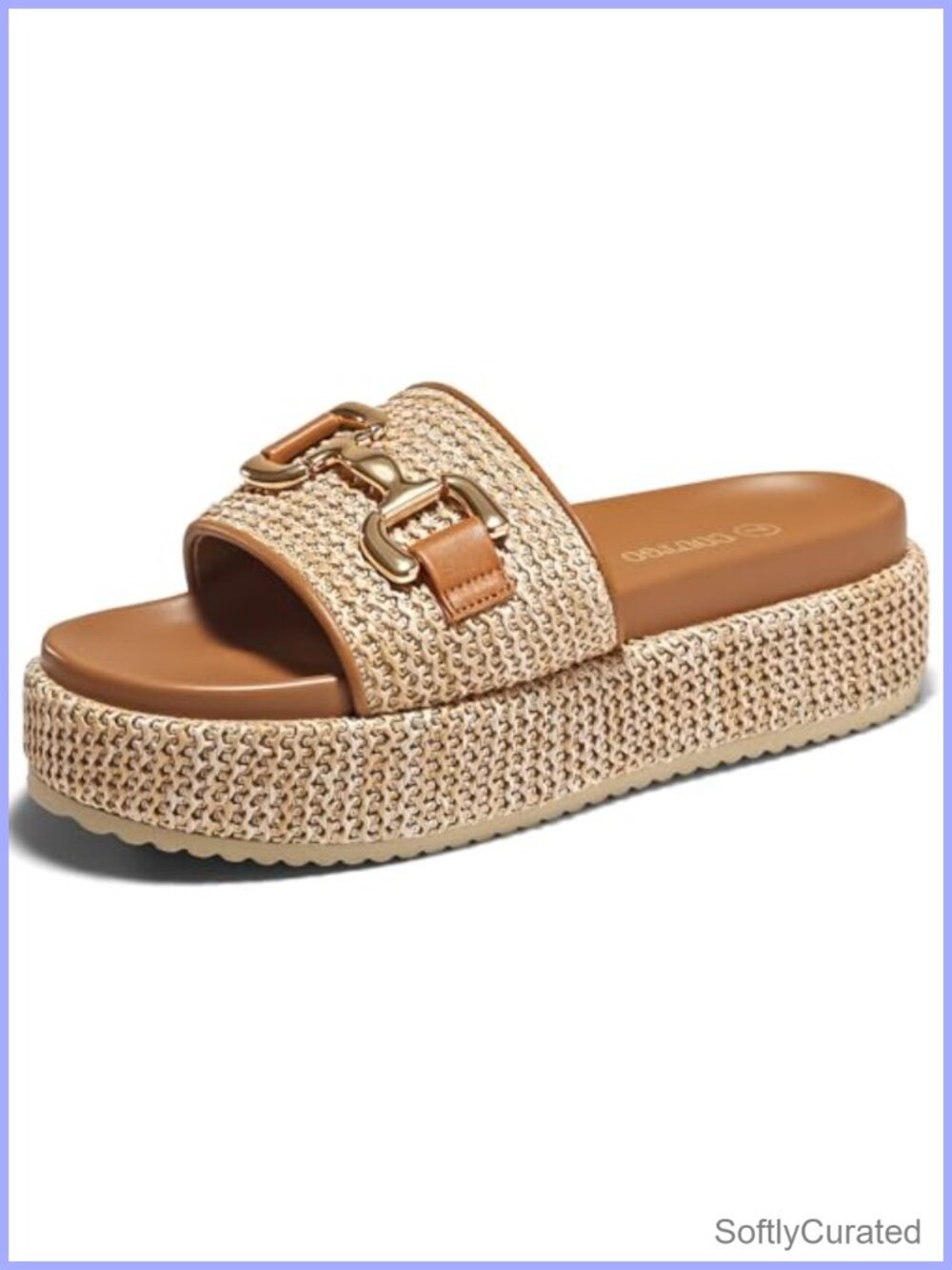 Raffia Platform Sandals Slip On Open Toe Espadrilles Metal Chain Beach Slide
